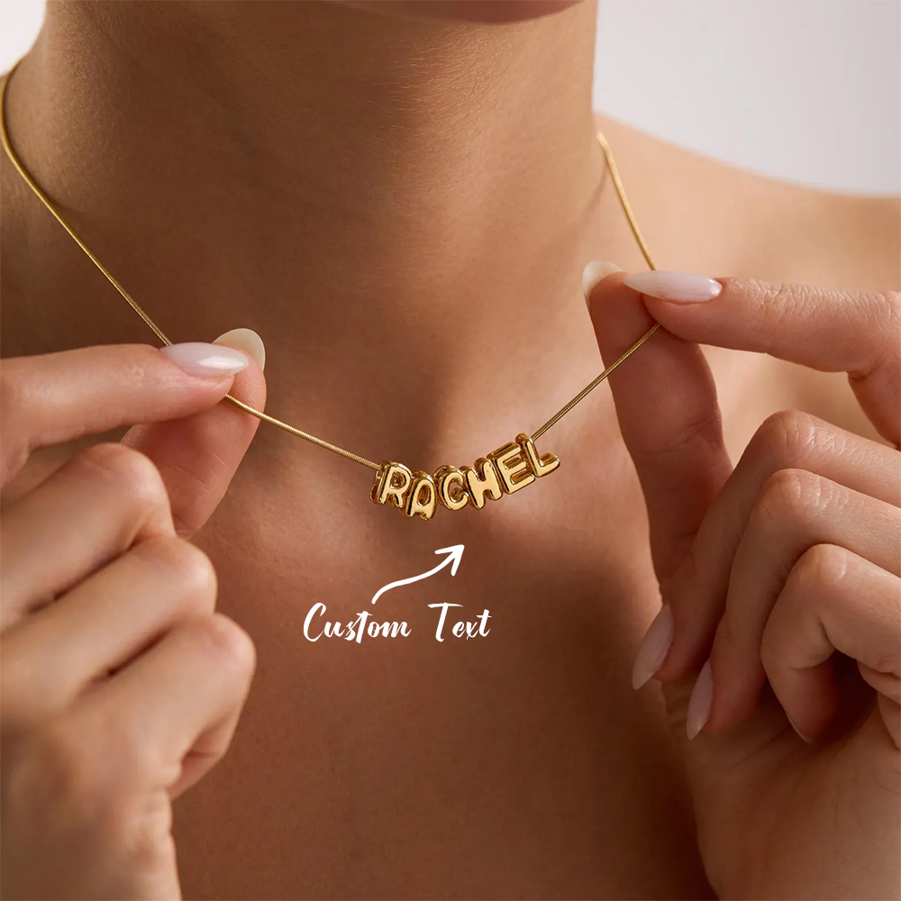 Custom Name Necklace Stainless Steel - Custom Balloon Initial Name Necklace For