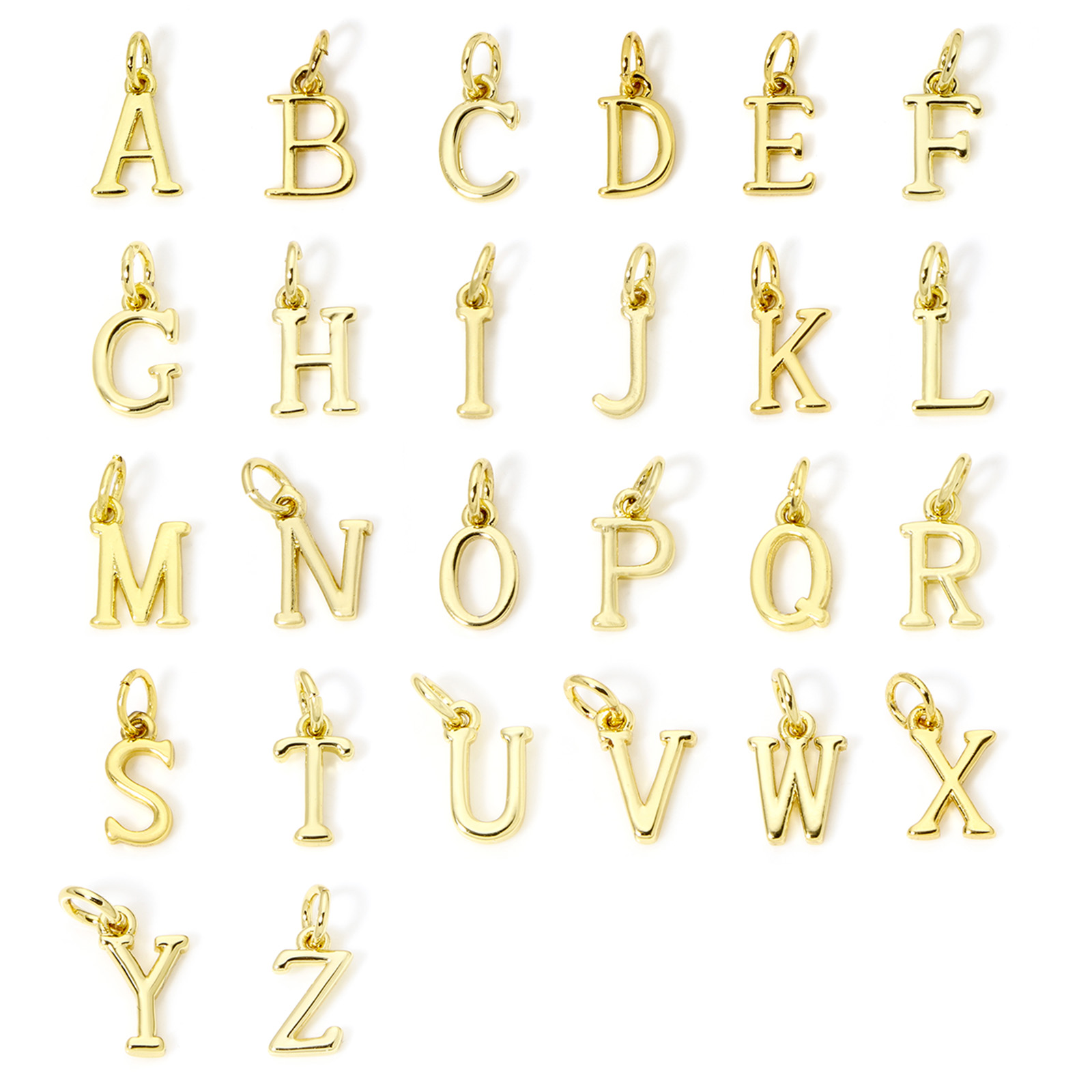 Initial Letter Necklace 18K Gold - 5 Piece Brass Charms 18K Gold