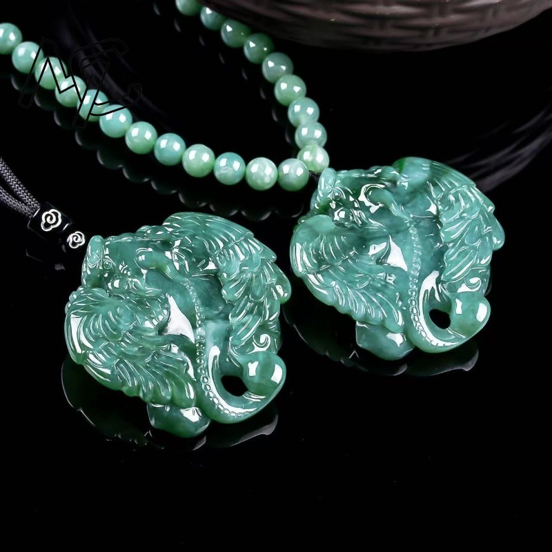 Necklaces - Natural Real Emerald Blue Water Flying