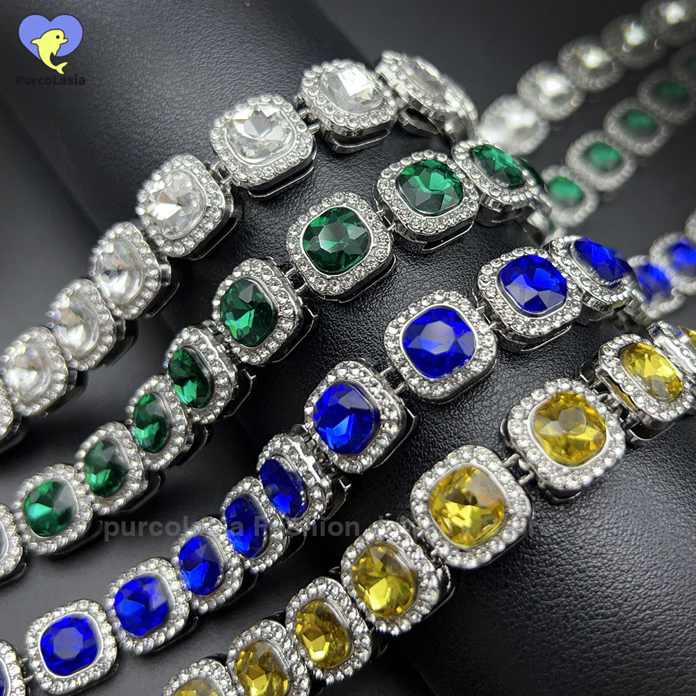 Cuban Link Chain 12Mm - Brilliant Multi Colors Iced Out Bracelet