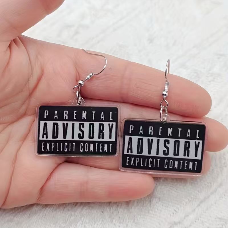 Earrings - 10PCS acrylic black and white quotation
