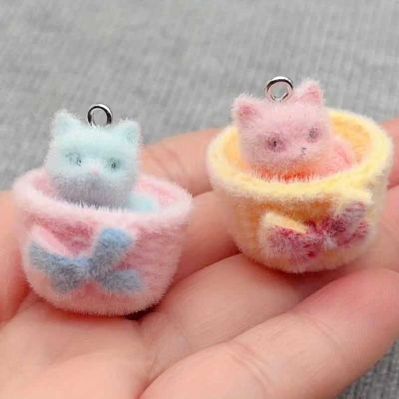 4pcs 3D plush resin cat pendan - Earrings recension och pris