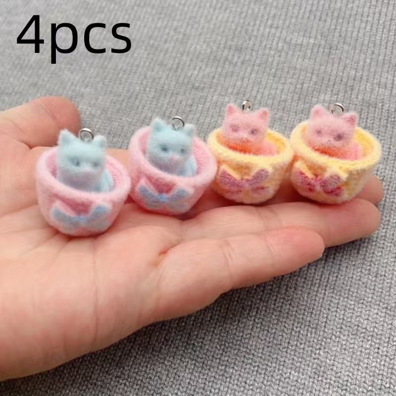 4pcs 3D plush resin cat pendan - Earrings recension och pris