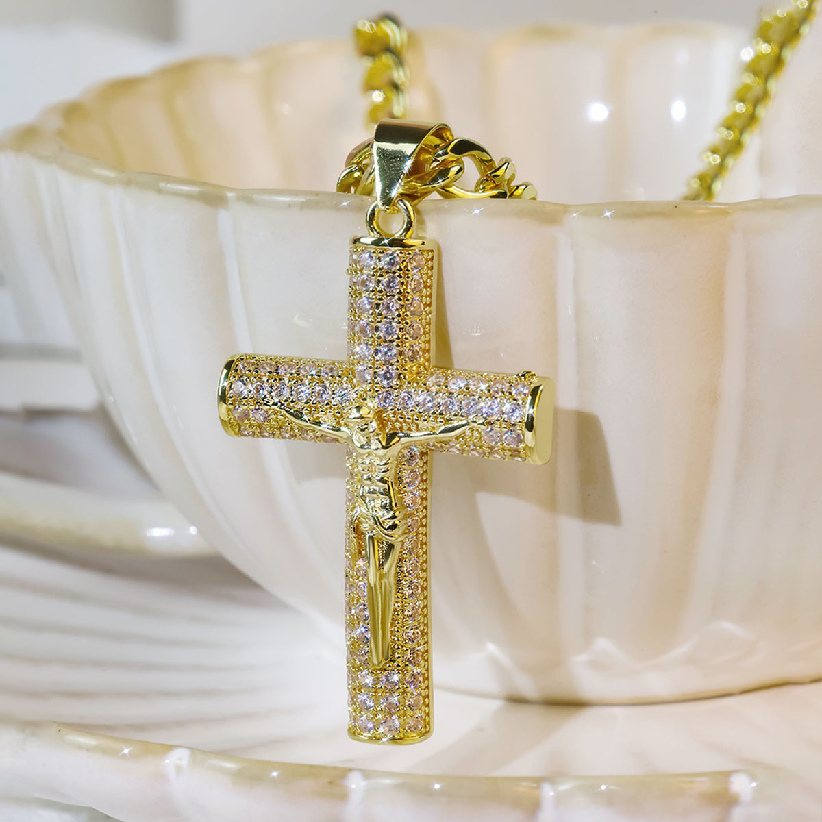 Gold-Plated Cross Necklace for - Cross Pendant Necklace Gold recension och pris
