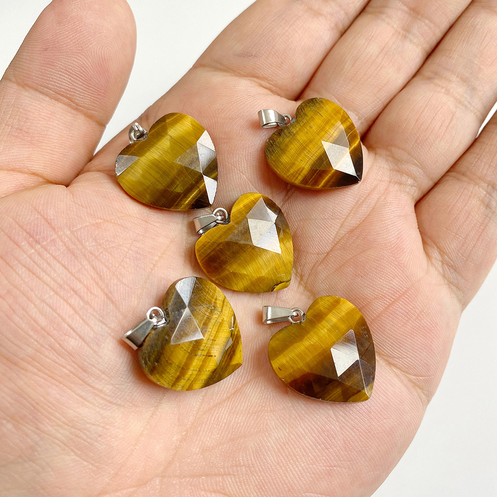 1PC 20mm Faceted Heart Pendant - Crystal Pendant Necklace Natural Stone recension och pris