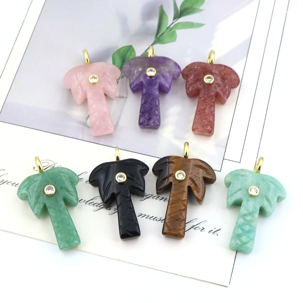 Natural Stone Coconut Tree Pen - Crystal Pendant Necklace Natural Stone recension och pris