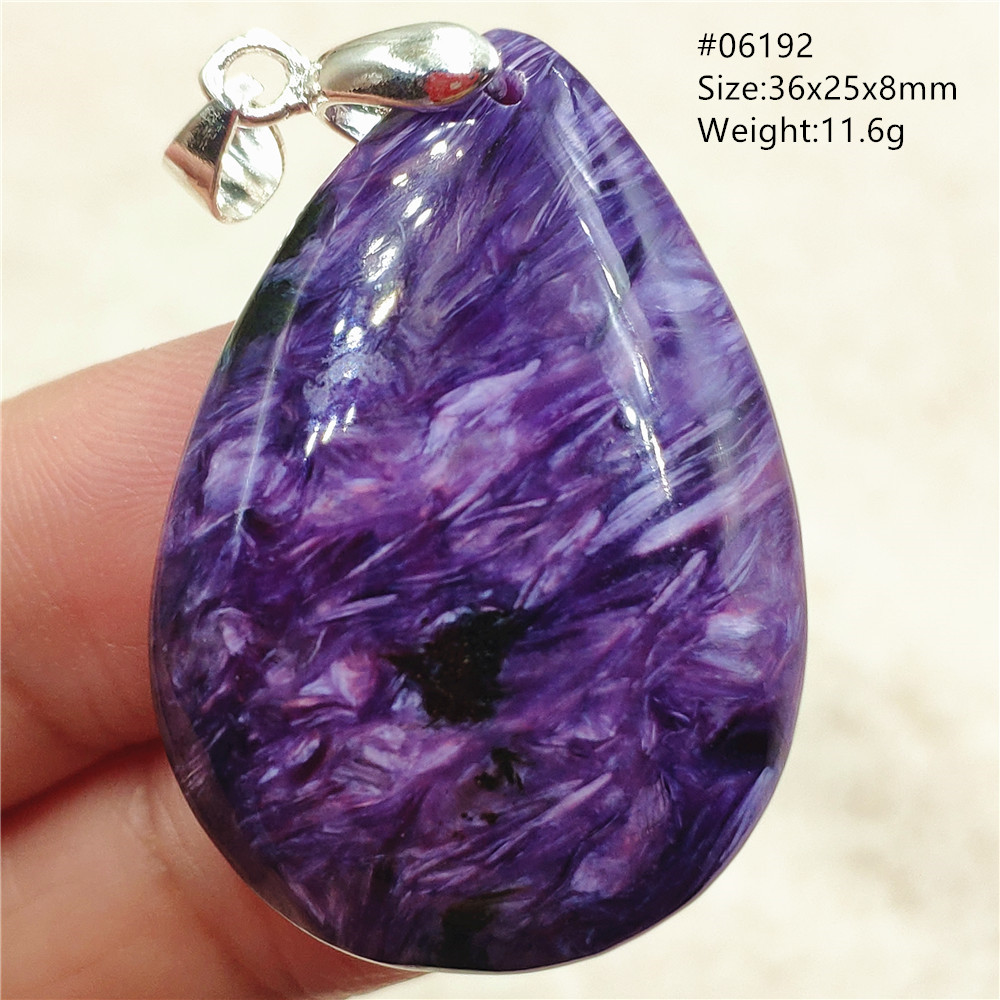 Natural Purple Charoite Water  - 925 Sterling Silver Chain Necklace Men recension och pris