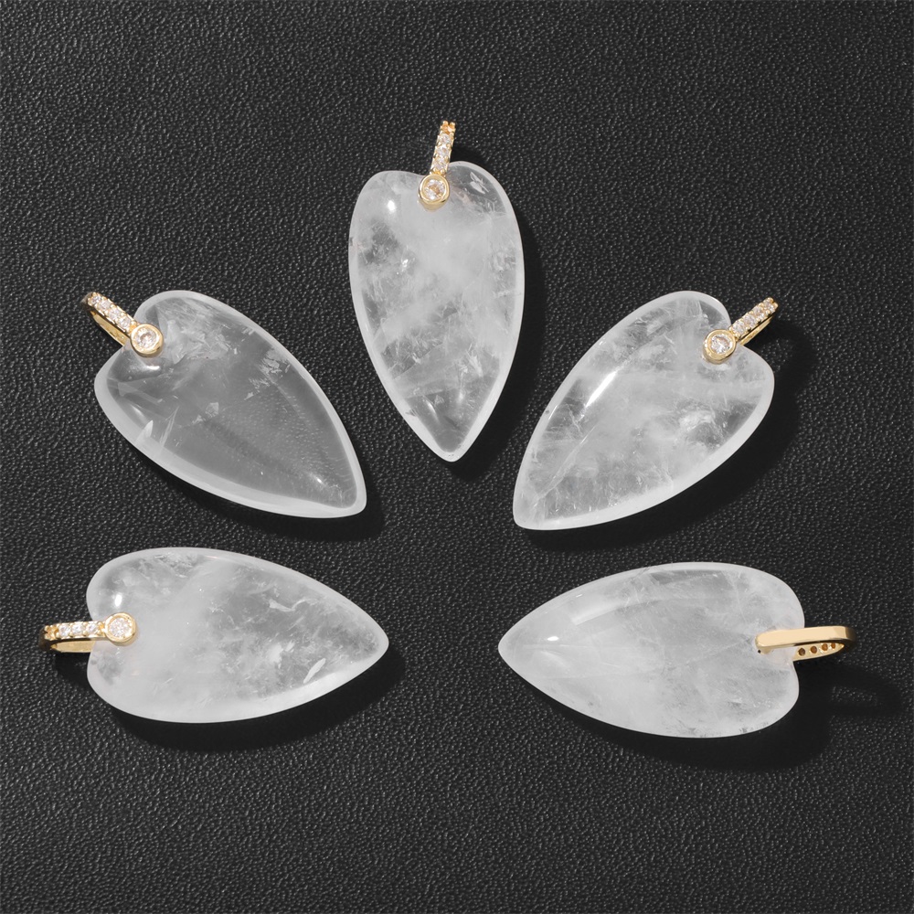 2Pcs Natural Stone Heart Penda - Crystal Pendant Necklace Natural Stone recension och pris