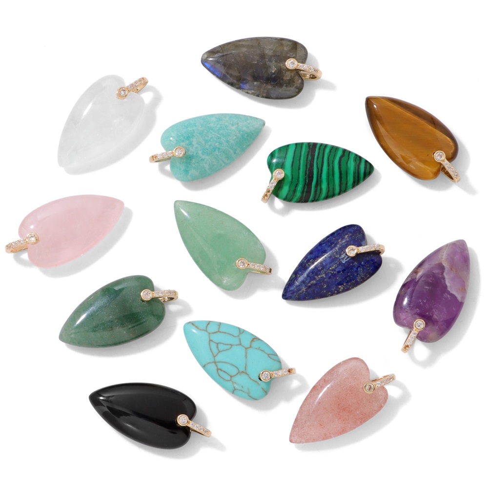 2Pcs Natural Stone Heart Penda - Crystal Pendant Necklace Natural Stone recension och pris