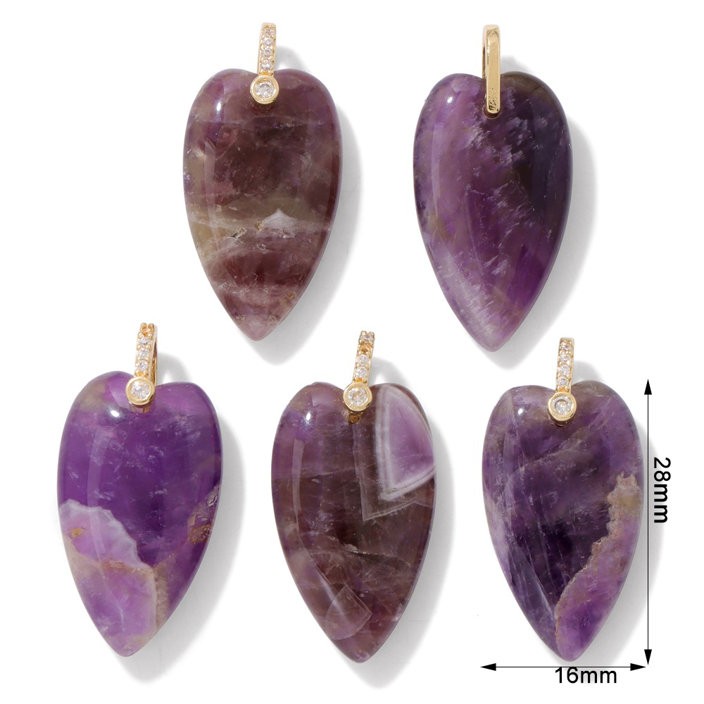 2Pcs Natural Stone Heart Penda - Crystal Pendant Necklace Natural Stone recension och pris