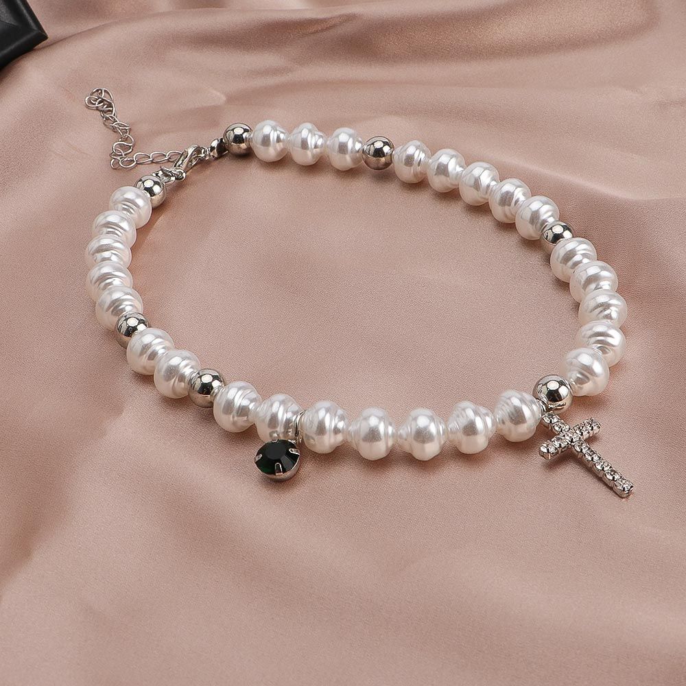 Vintage Pendant Crystal Cross  - Pearl Choker Necklace Vintage recension och pris