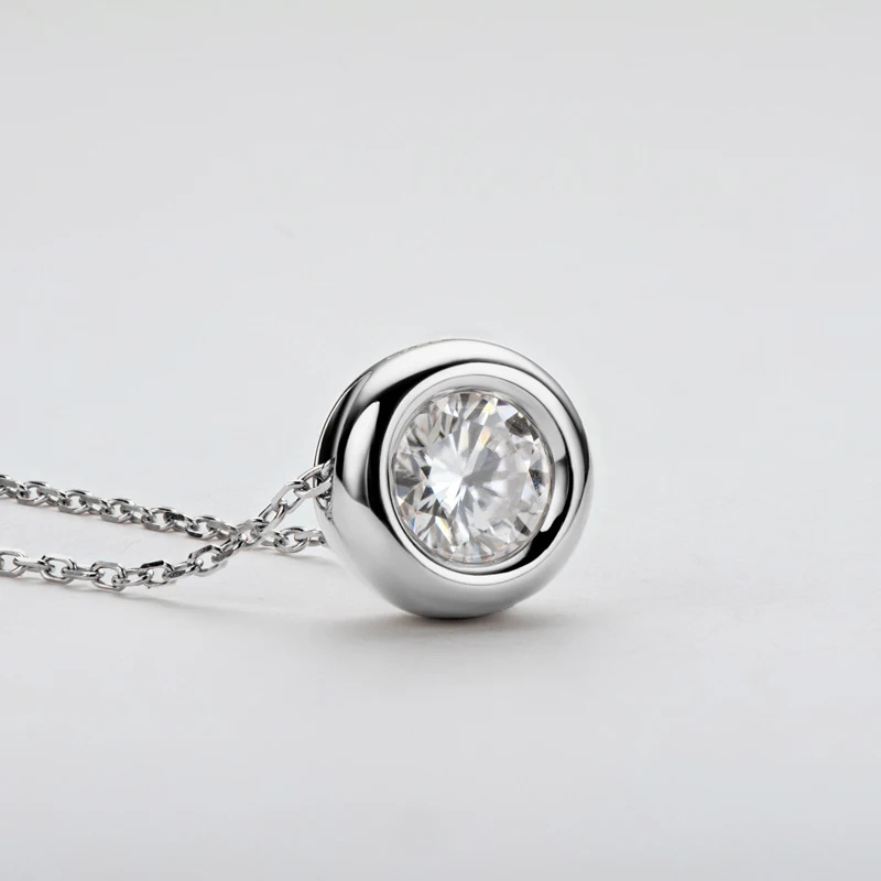 1ct 2ct 3ct D VVS1 Bezel Moiss - 925 Sterling Silver Chain Necklace Men recension och pris