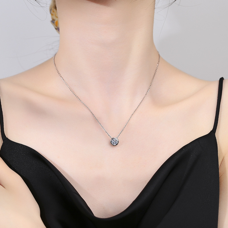 1ct 2ct 3ct D VVS1 Bezel Moiss - 925 Sterling Silver Chain Necklace Men recension och pris