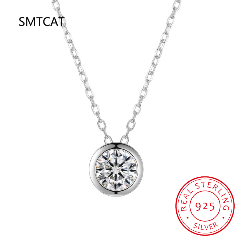 1ct 2ct 3ct D VVS1 Bezel Moiss - 925 Sterling Silver Chain Necklace Men recension och pris