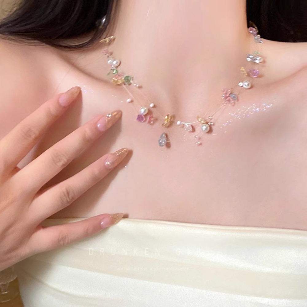Colorful Starfish Shell Pearl  - Layered Pendant Necklace Aesthetic recension och pris