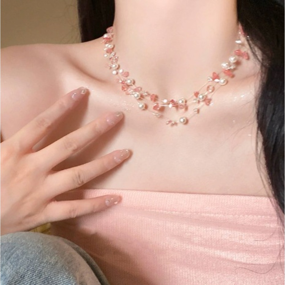 Colorful Starfish Shell Pearl  - Layered Pendant Necklace Aesthetic recension och pris