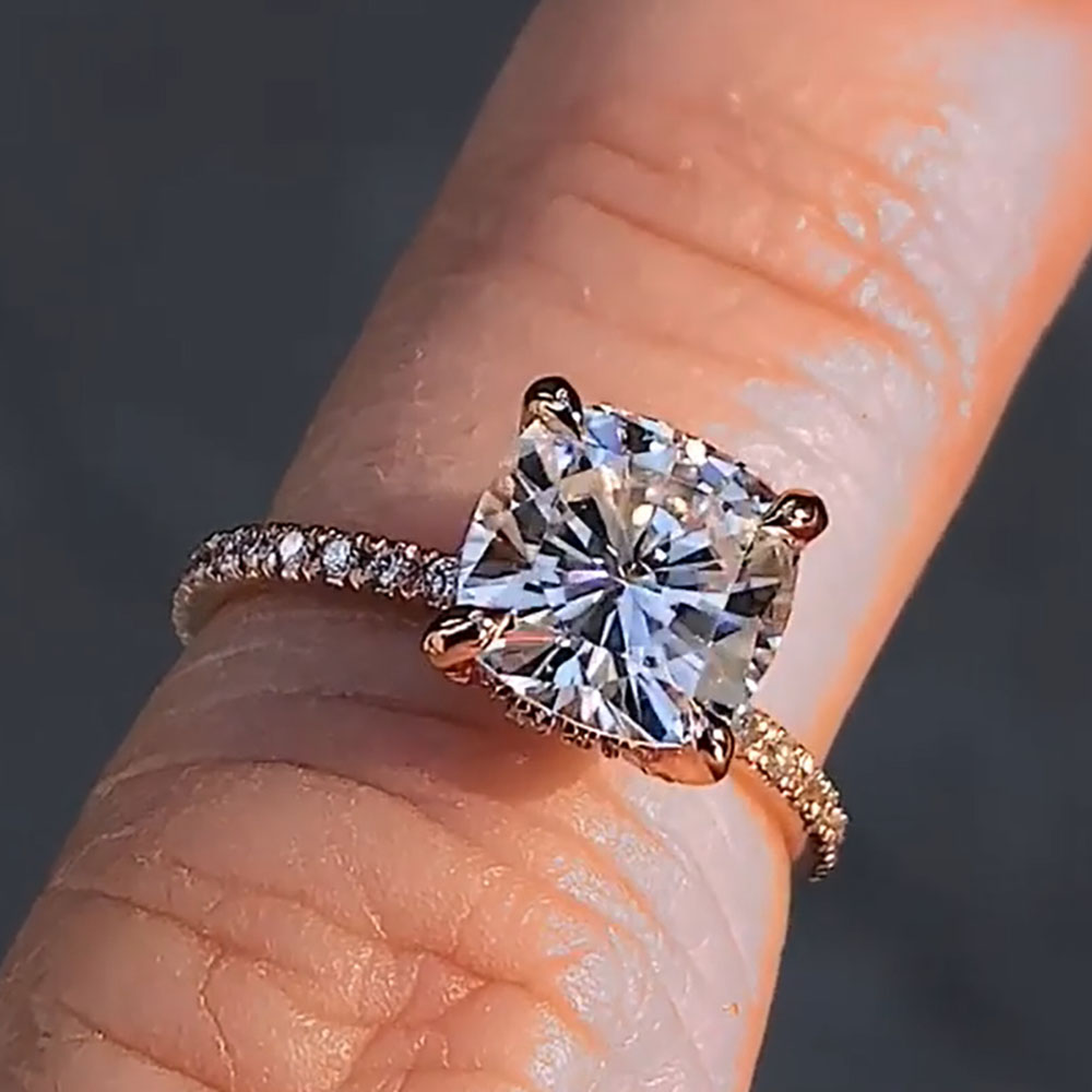 Custom Solid 14K Rose Gold Wom - Moissanite Engagement Ring 1 Carat recension och pris