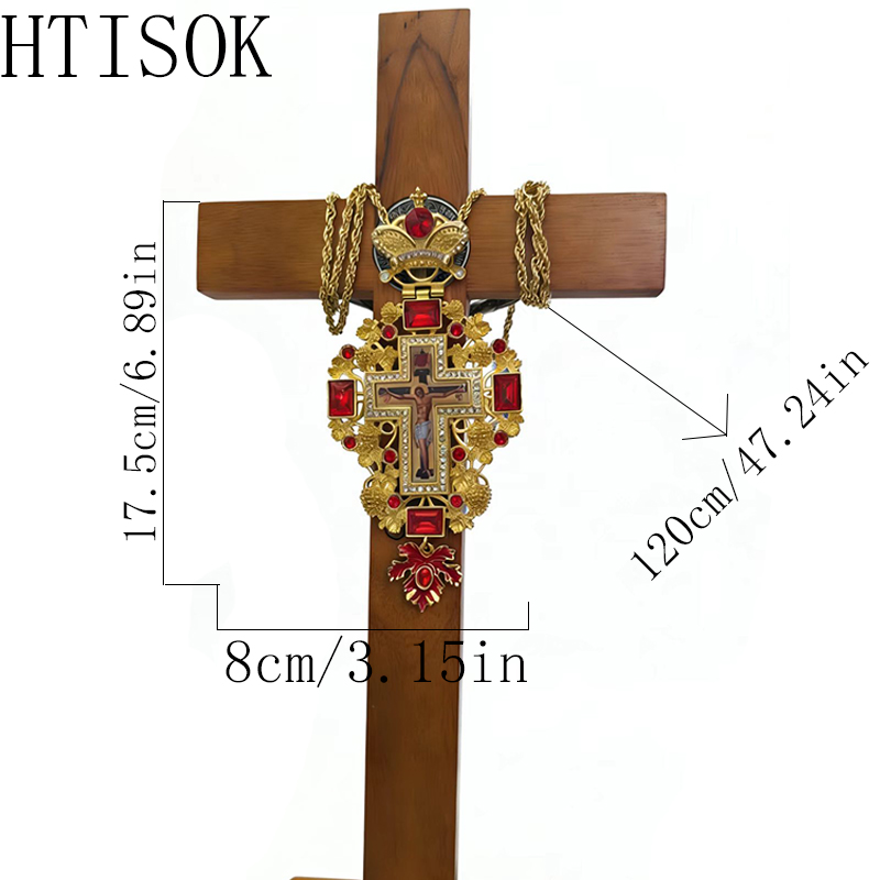 New Premium Red Jewel Gold Ort - Cross Pendant Necklace Gold recension och pris