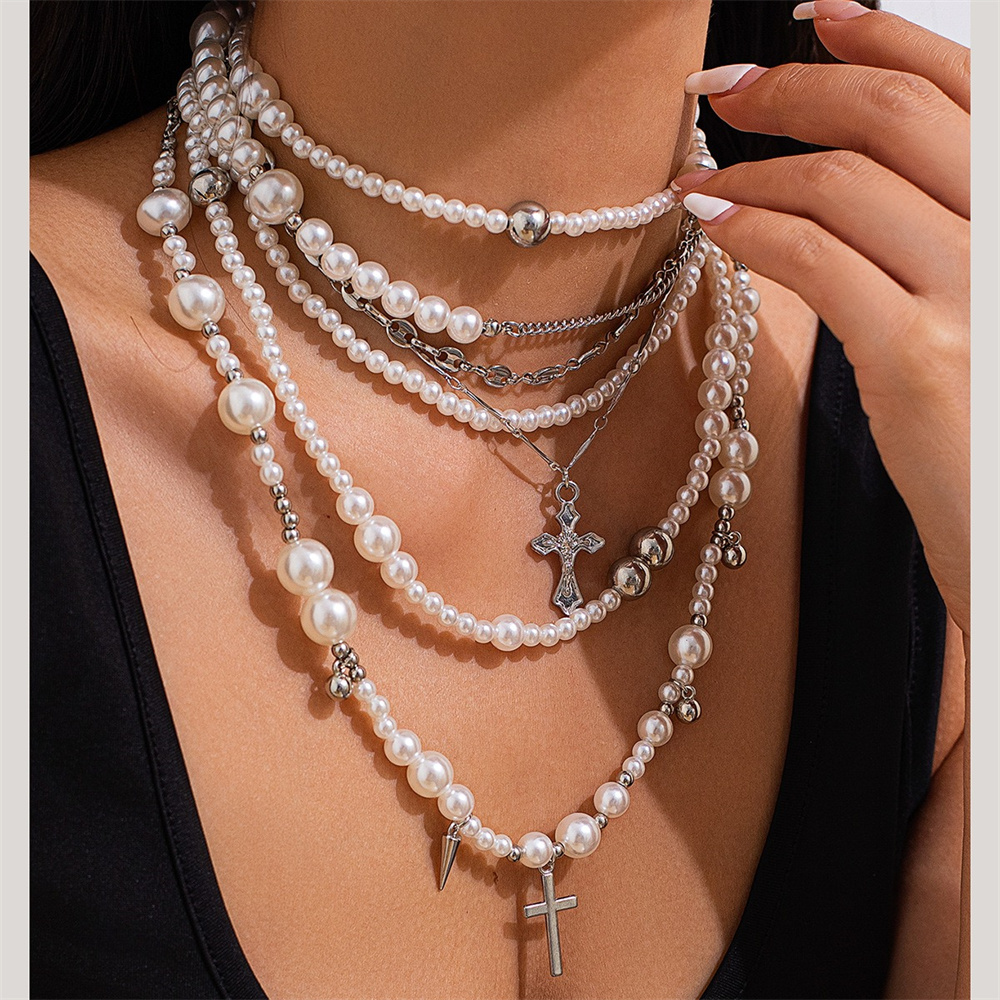 Multi-layer Imitation Pearl Be - Layered Pendant Necklace Aesthetic recension och pris