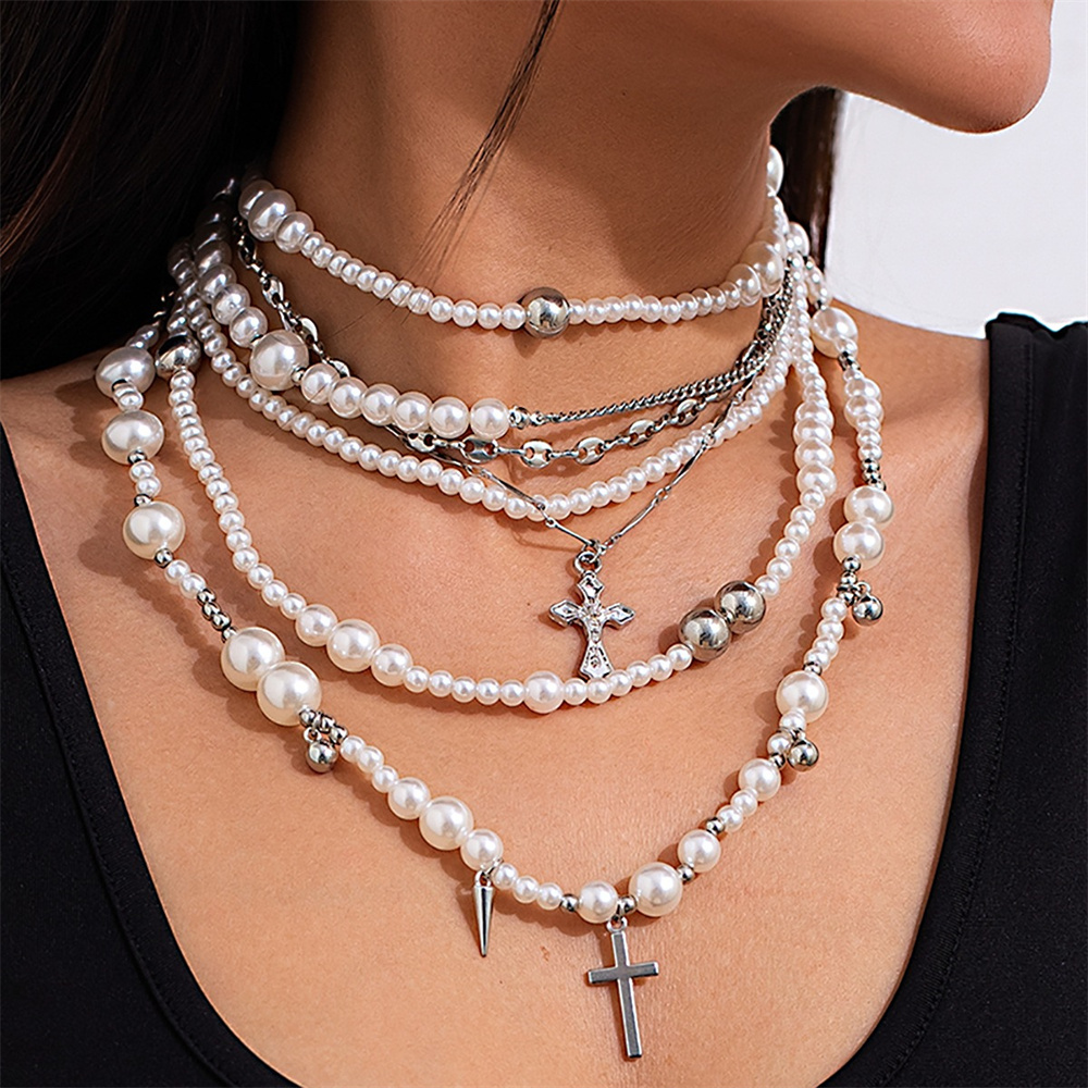Multi-layer Imitation Pearl Be - Layered Pendant Necklace Aesthetic recension och pris