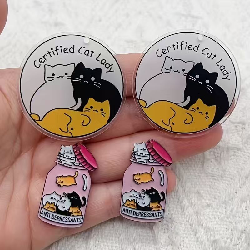 10pcs acrylic cute cat pendant - Earrings recension och pris