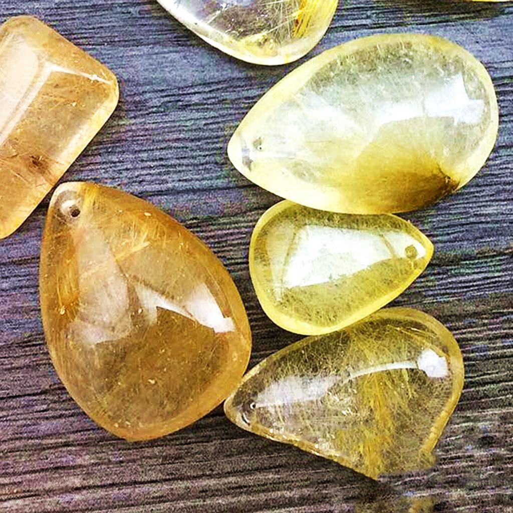 Gold Rutilated Quartz Crystal  - Crystal Pendant Necklace Natural Stone recension och pris