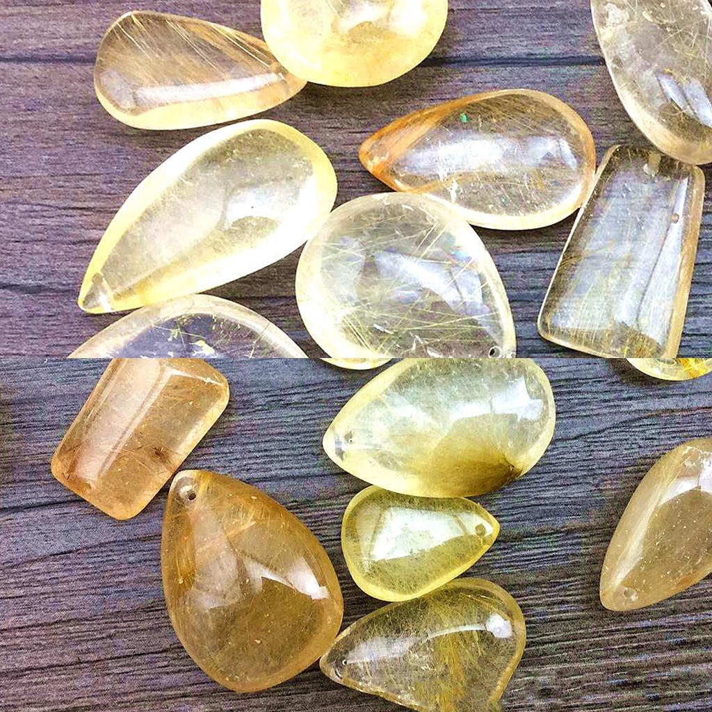 Gold Rutilated Quartz Crystal  - Crystal Pendant Necklace Natural Stone recension och pris