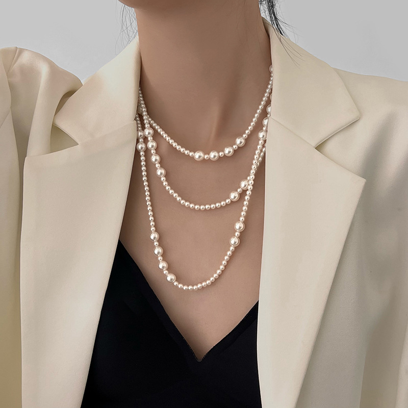 Vintage Long Multi Layered Pea - Pearl Choker Necklace Vintage recension och pris