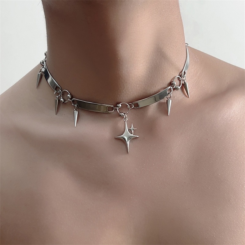 Hiphop Stainless Steel Punk St - Goth Punk Spike Choker recension och pris