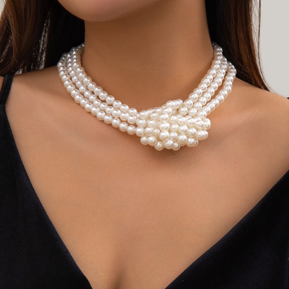 Fashion Retro Black White Stit - Pearl Choker Necklace Vintage recension och pris