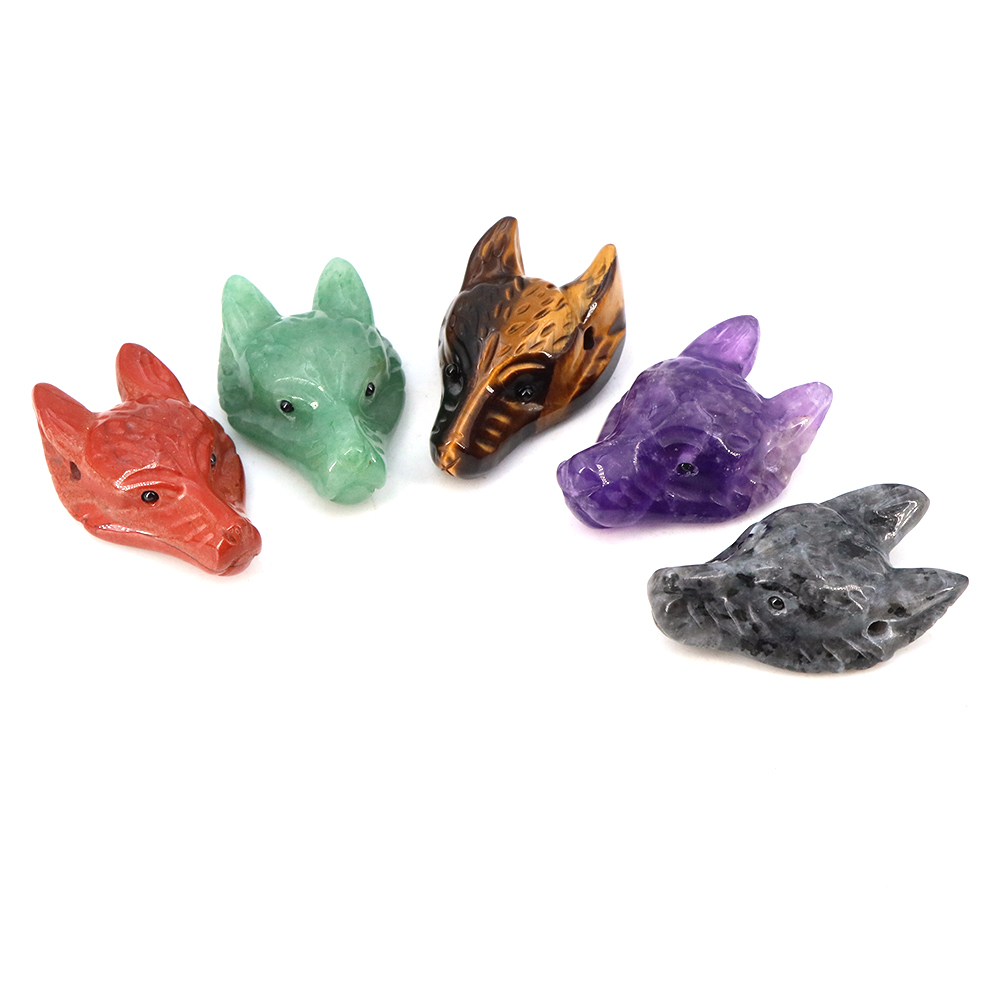 40mm Wolf Head Stone Pendant N - Crystal Pendant Necklace Natural Stone recension och pris