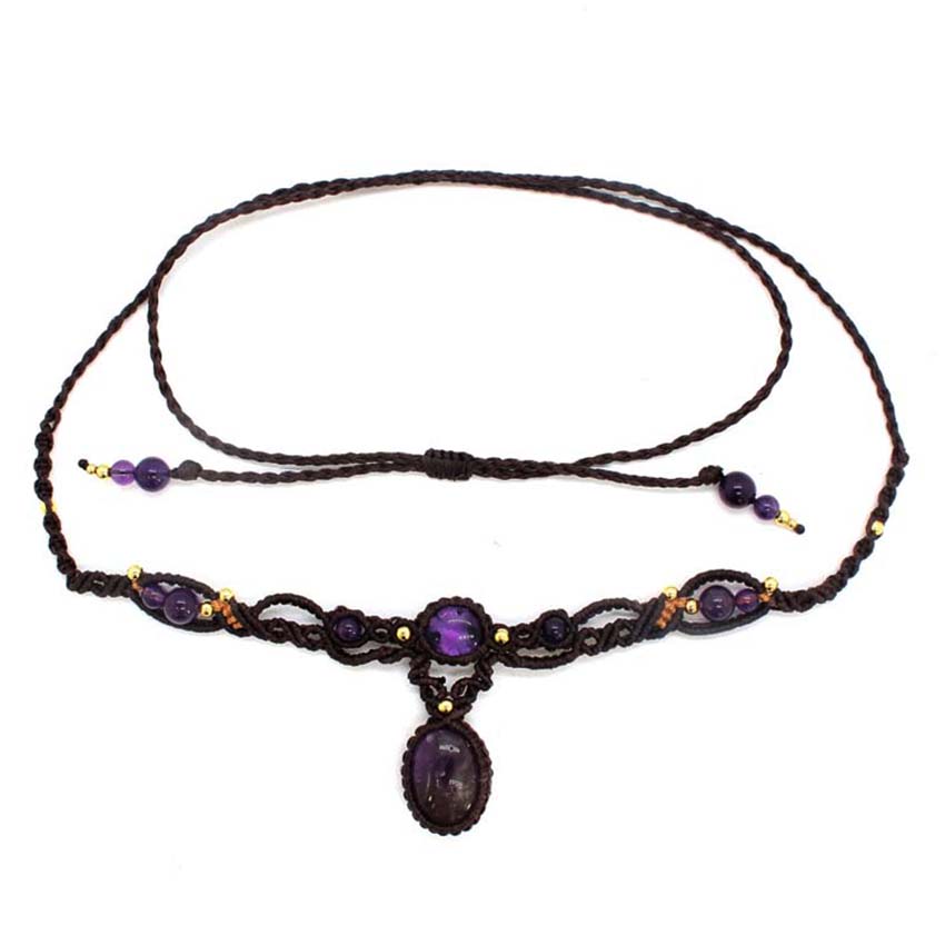 Crystal Braided Macrame Stone  - Crystal Pendant Necklace Natural Stone recension och pris