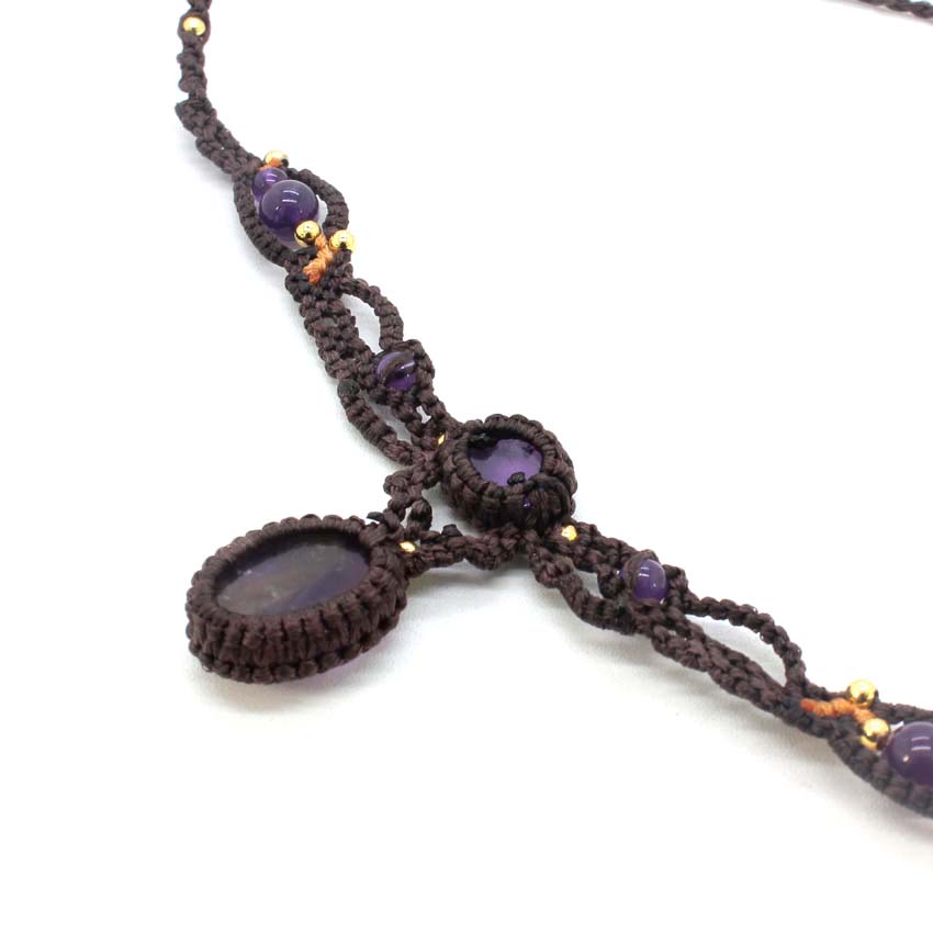 Crystal Braided Macrame Stone  - Crystal Pendant Necklace Natural Stone recension och pris