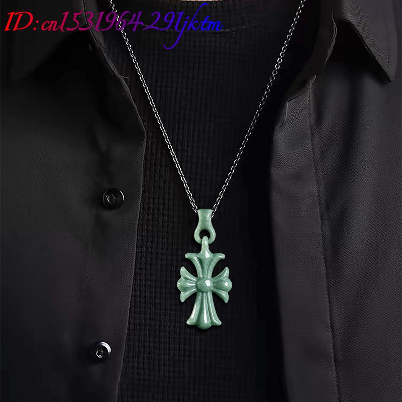 Natural Burmese Jadeite Cross  - Necklaces recension och pris