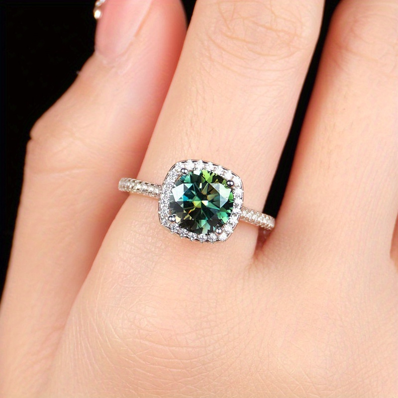 1PC 1/2/3 CARAT Round Cut Gree - Moissanite Engagement Ring 1 Carat recension och pris