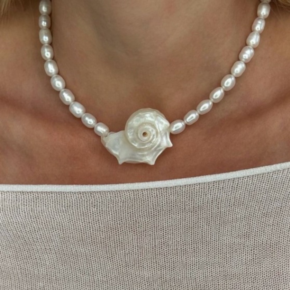 Vintage Bohemian Natural Conch - Pearl Choker Necklace Vintage recension och pris