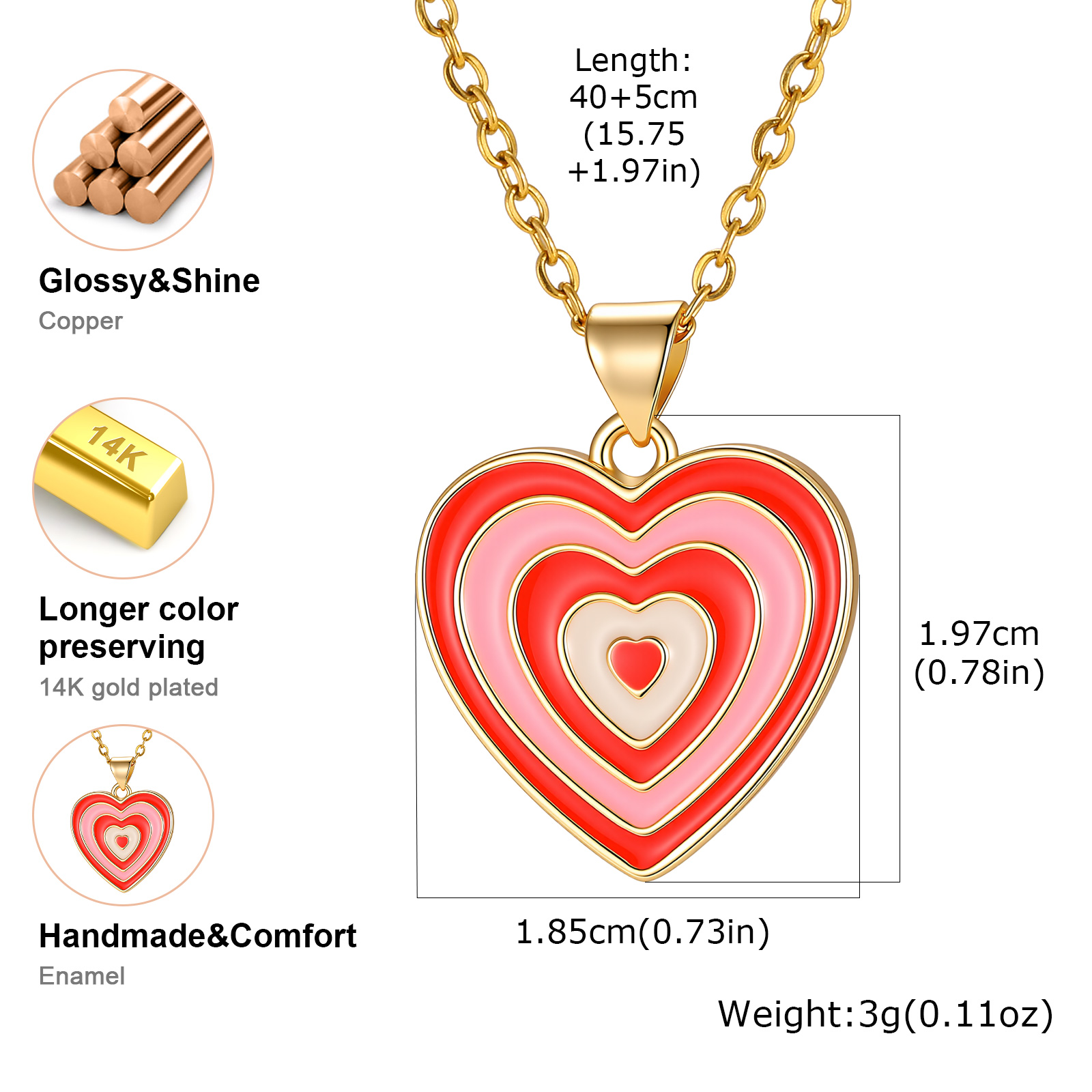 Y2K Style Layered Enamel Heart - Layered Pendant Necklace Aesthetic recension och pris