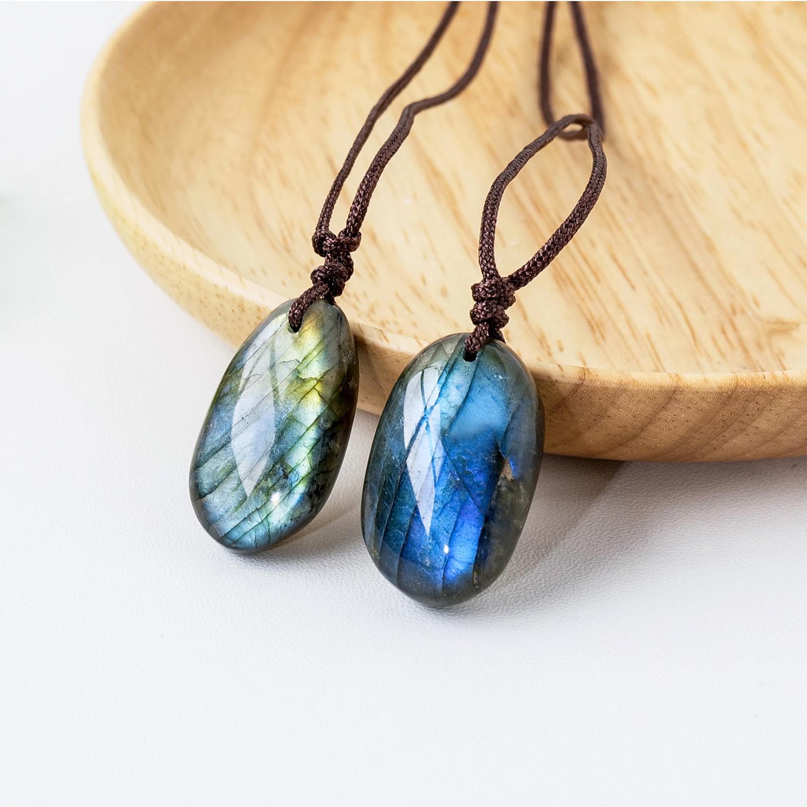 Natural Labradorite Pendant Ne - Crystal Pendant Necklace Natural Stone recension och pris