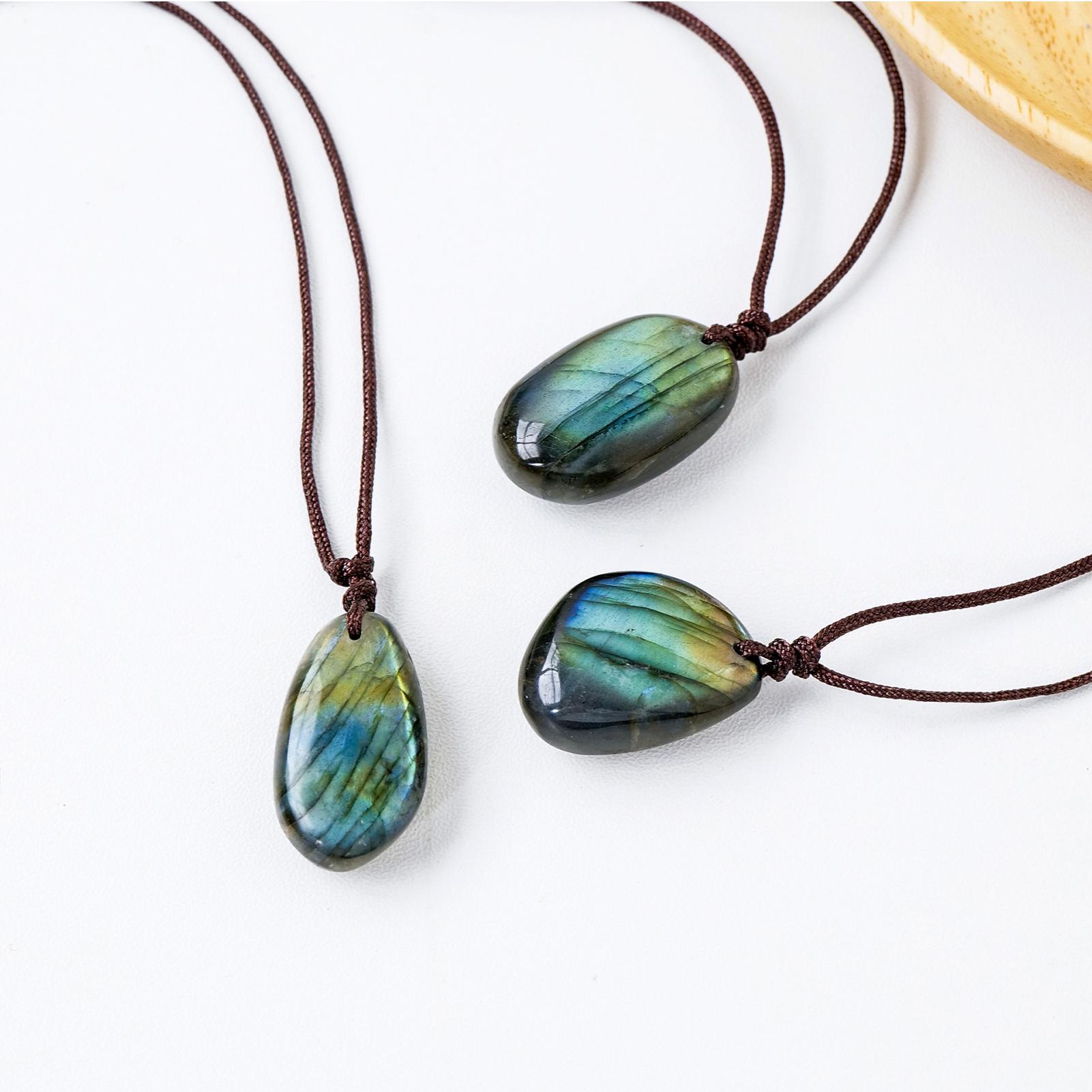 Natural Labradorite Pendant Ne - Crystal Pendant Necklace Natural Stone recension och pris