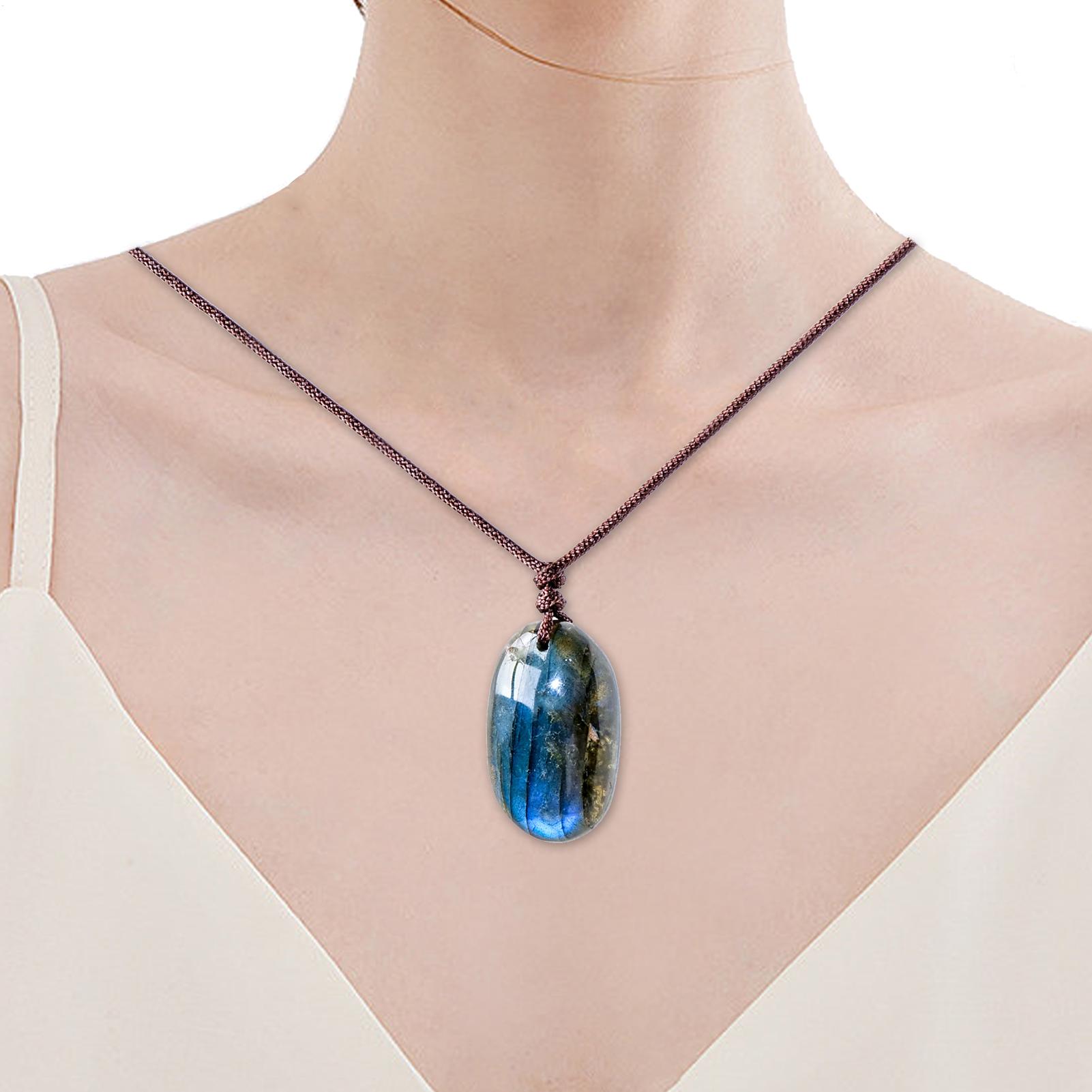 Natural Labradorite Pendant Ne - Crystal Pendant Necklace Natural Stone recension och pris