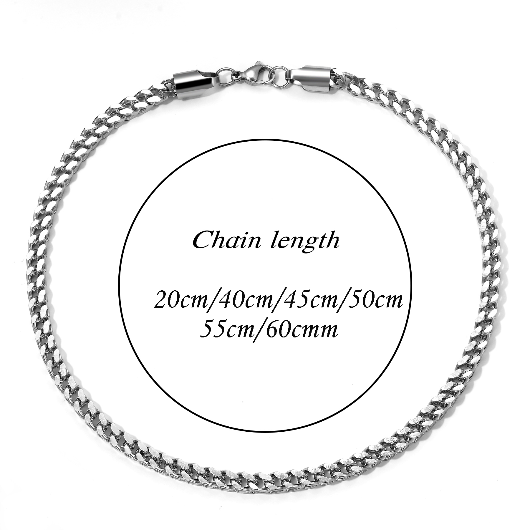 1Pc Size 3mm-5mm Gold/Silver C - Cuban Link Chain 12Mm recension och pris