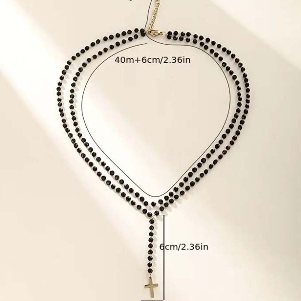 Gothic Double Layer Black Crys - Layered Pendant Necklace Aesthetic recension och pris