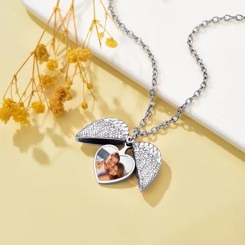 Custom Photo Heart Locket Neck - Heart Locket Necklace Photo recension och pris