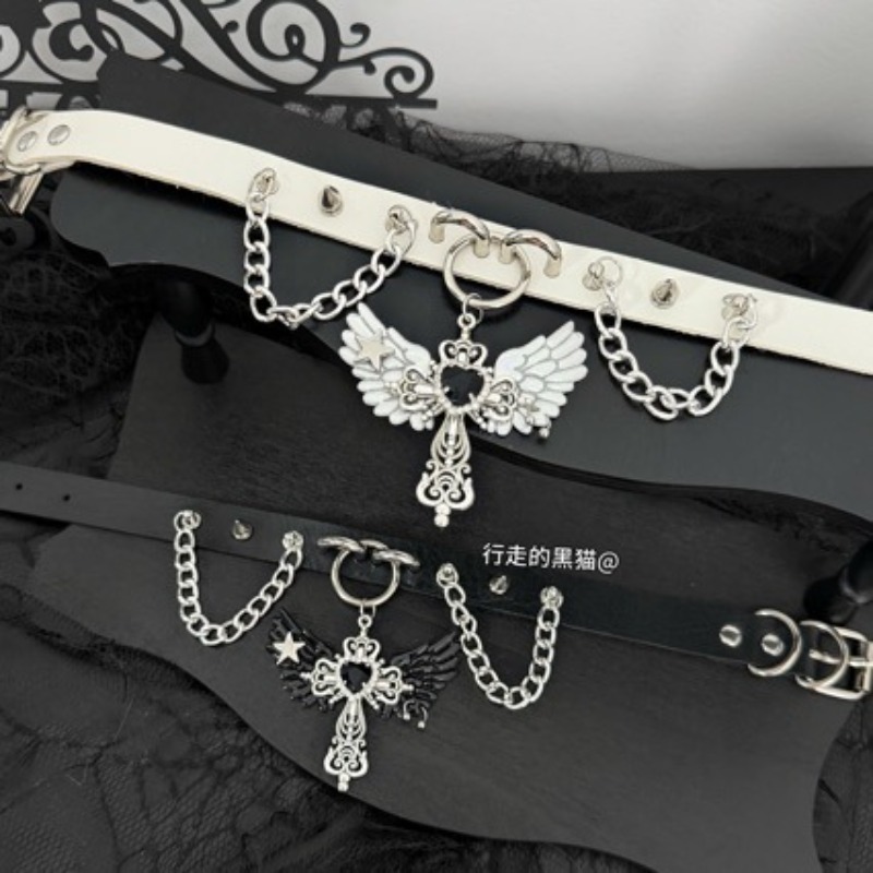 Gothic Subculture Angel Wing C - Layered Pendant Necklace Aesthetic recension och pris