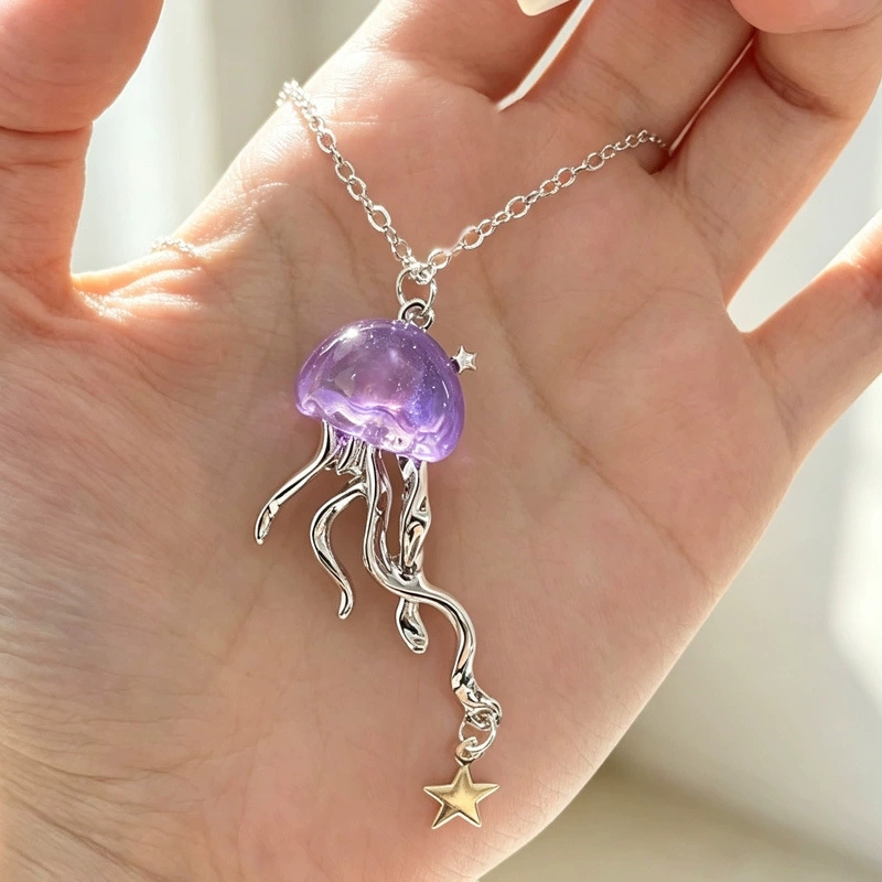 Cute Purple Jellyfish Ocean St - Layered Pendant Necklace Aesthetic recension och pris