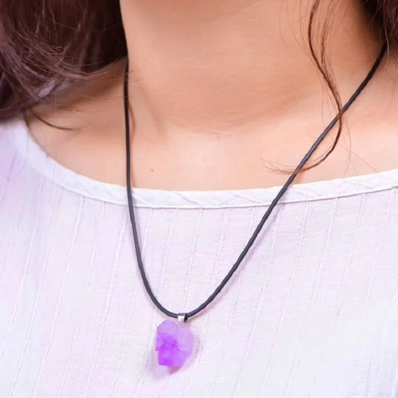 Natural Amethysts Flower Neckl - Crystal Pendant Necklace Natural Stone recension och pris