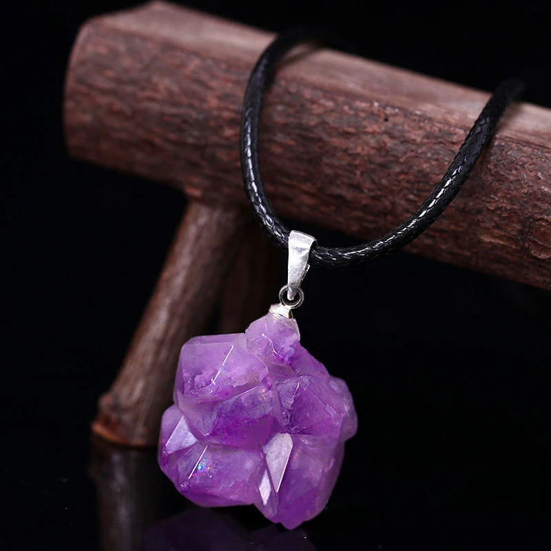Natural Amethysts Flower Neckl - Crystal Pendant Necklace Natural Stone recension och pris