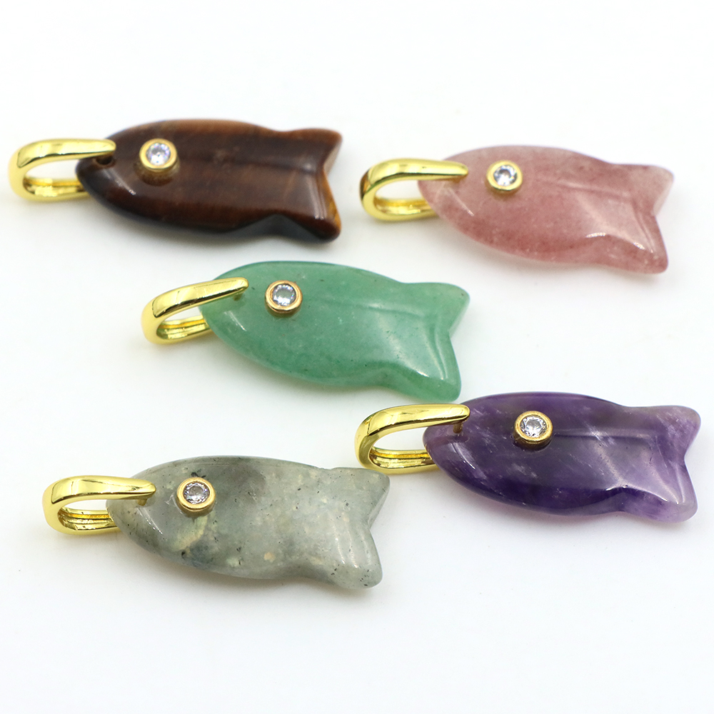 26mm Fish shaped Natural Stone - Crystal Pendant Necklace Natural Stone recension och pris