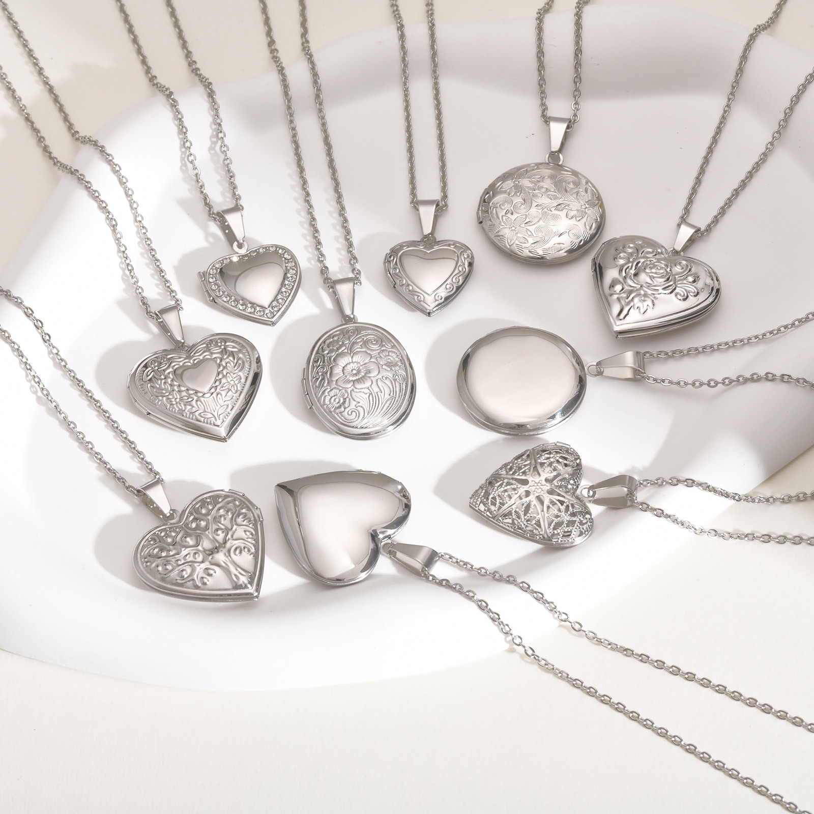 Vnox Never Fade Silver Color S - Heart Locket Necklace Photo recension och pris