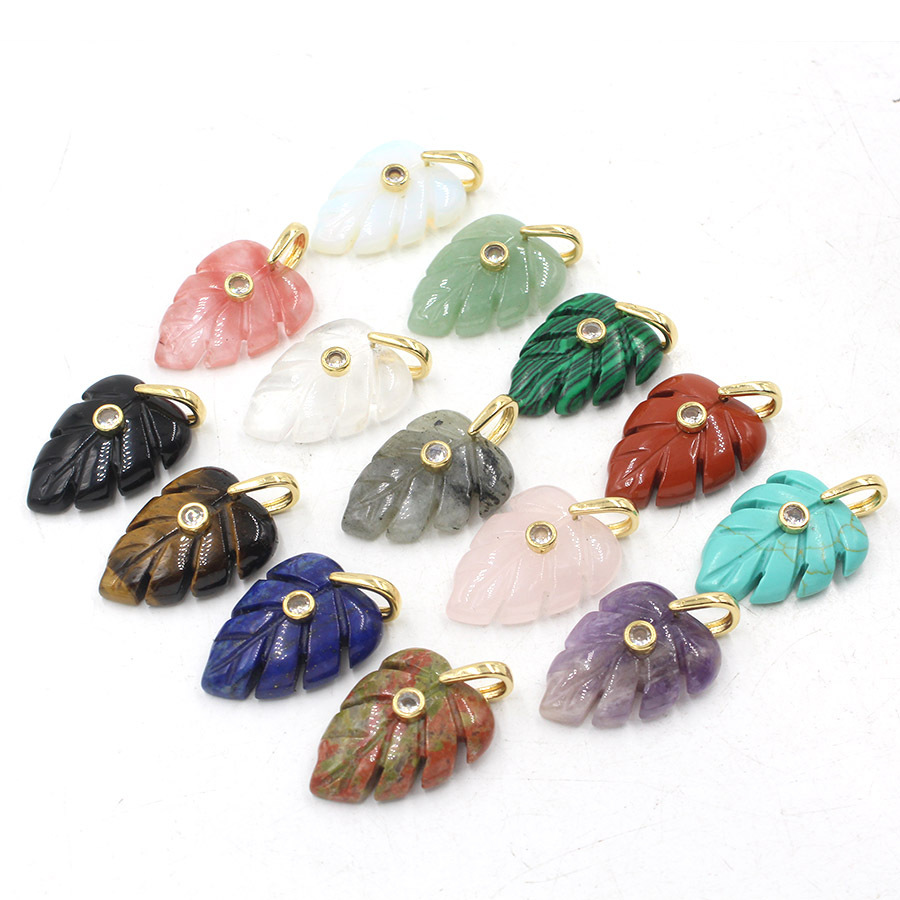 Natural Healing Crystal Leaf P - Crystal Pendant Necklace Natural Stone recension och pris